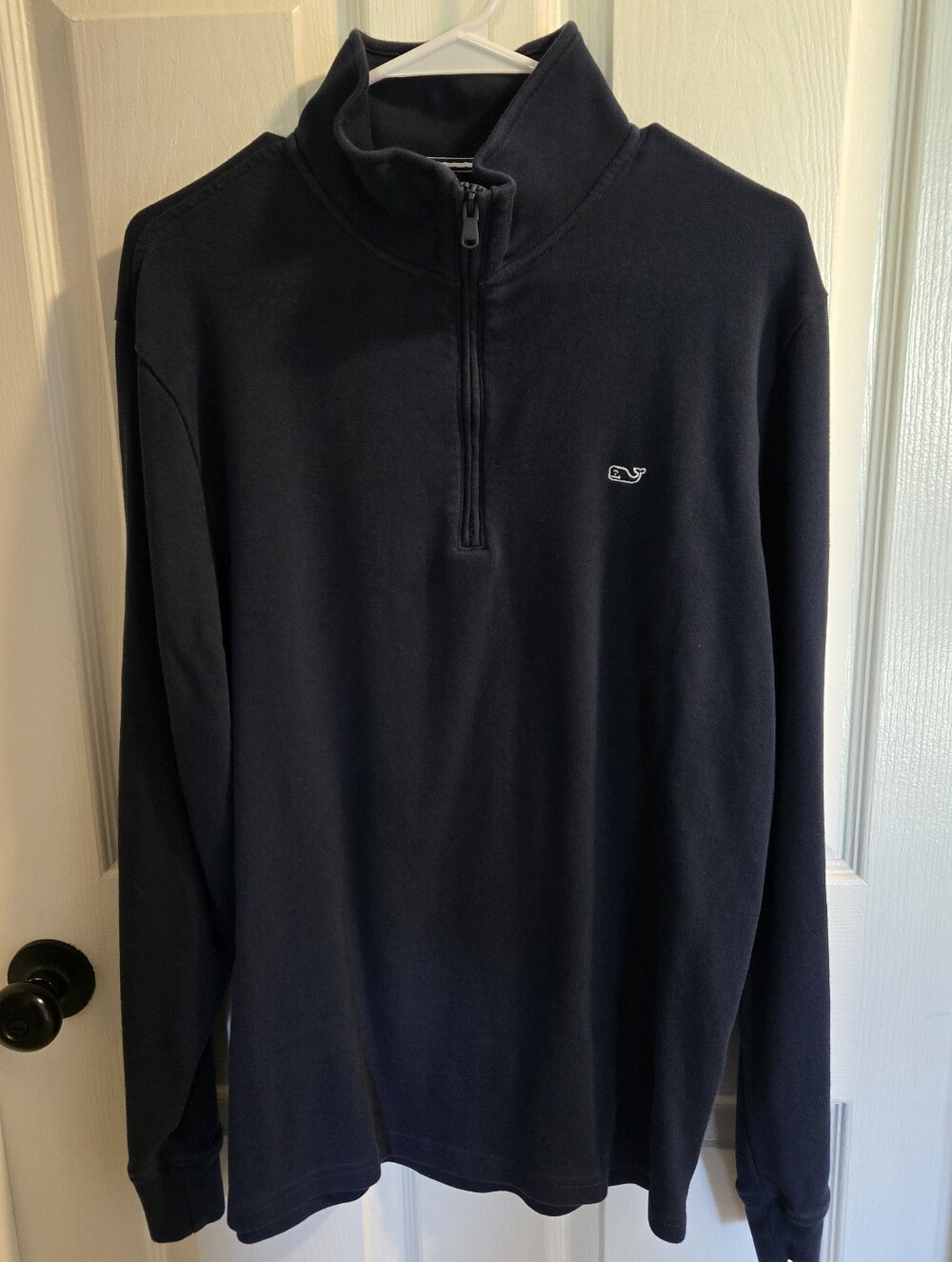 Vineyard Vines Navy Quarter-Zip Pullover with Whale Logo (Sz M)